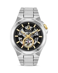 Bulova Maquina Silver-Tone Link Bracelet Automatic Watch, 46mm