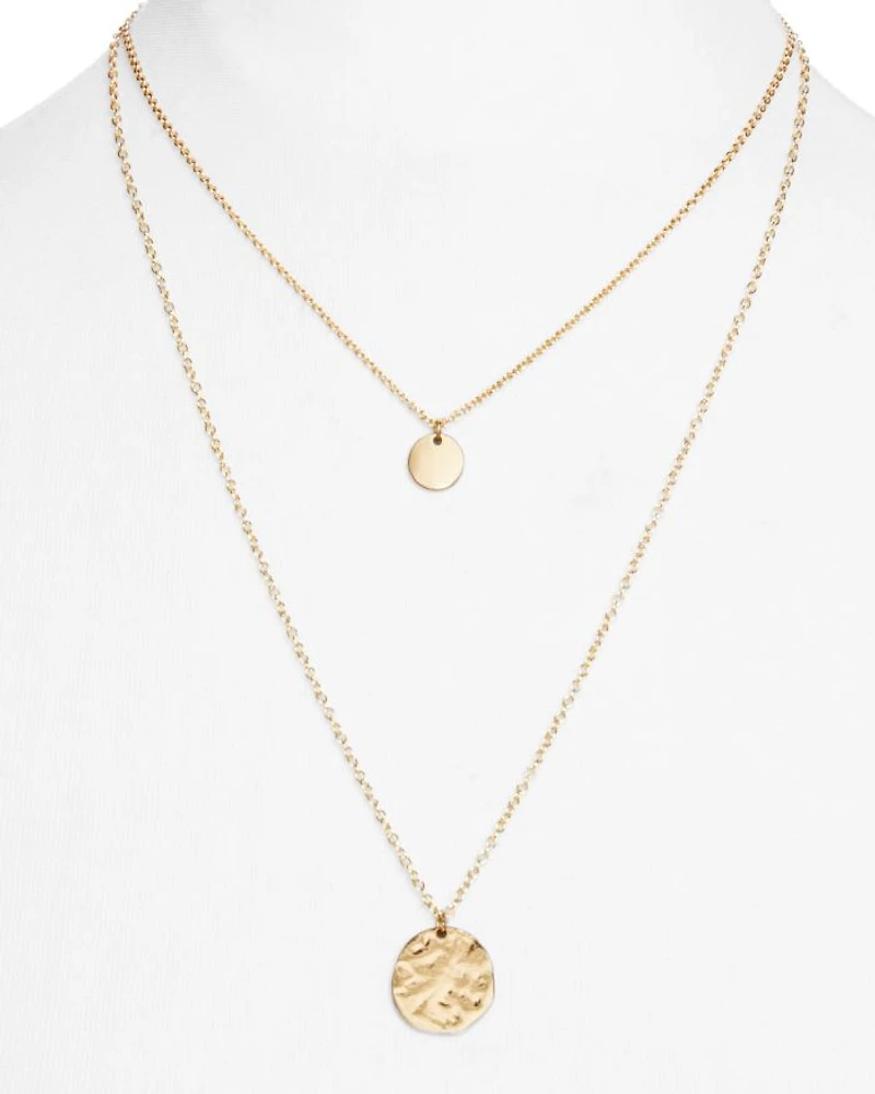 Layered Disc Pendant Necklace, 16"-22" - Exclusive