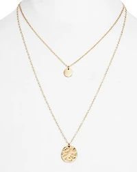 Layered Disc Pendant Necklace, 16"-22" - Exclusive