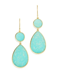 Ippolita 18K Yellow Gold Polished Rock Candy Turquoise Circle Teardrop Drop Earrings