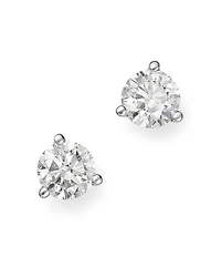 Diamond Stud Earrings 3-Prong Martini Set 14K White Gold