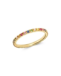Zoe Lev 14K Yellow Gold Rainbow Gemstone & Diamond Eternity Ring