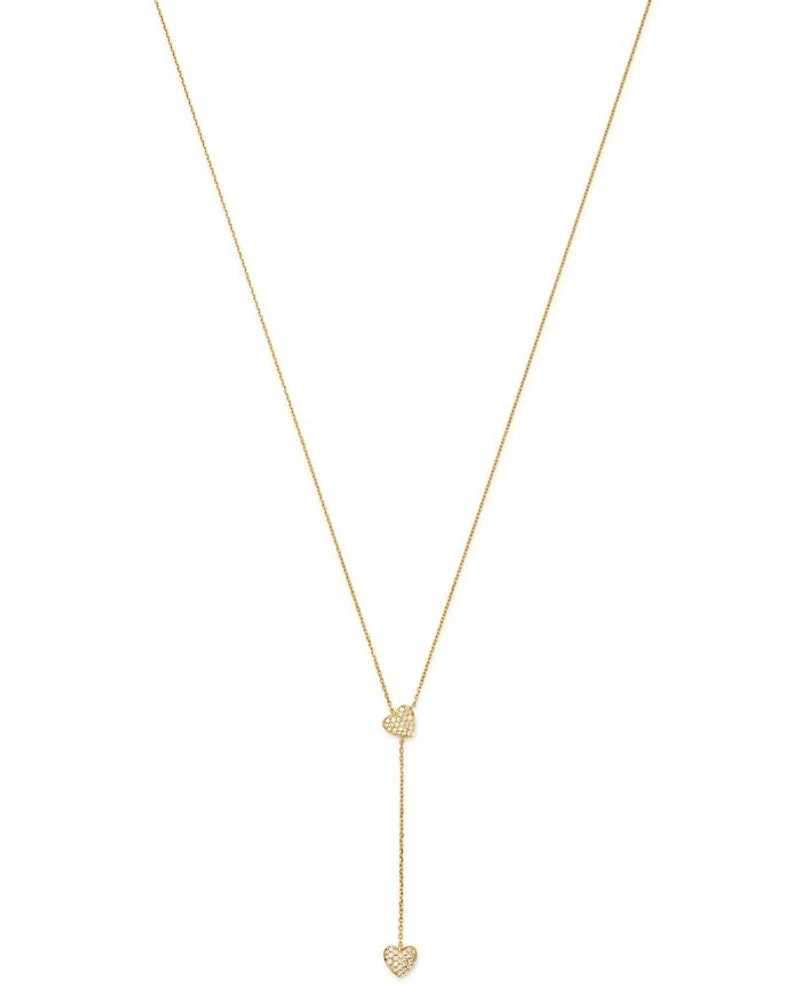 Diamond Heart Y Necklace in 14K Yellow Gold, 0.25 tcw