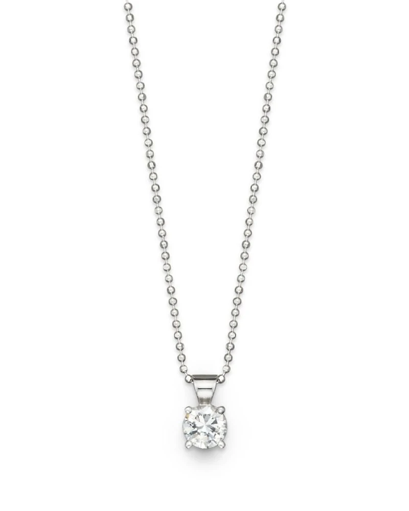 Diamond Solitaire Pendant 18K White Gold, 0.50-1.0. tcw