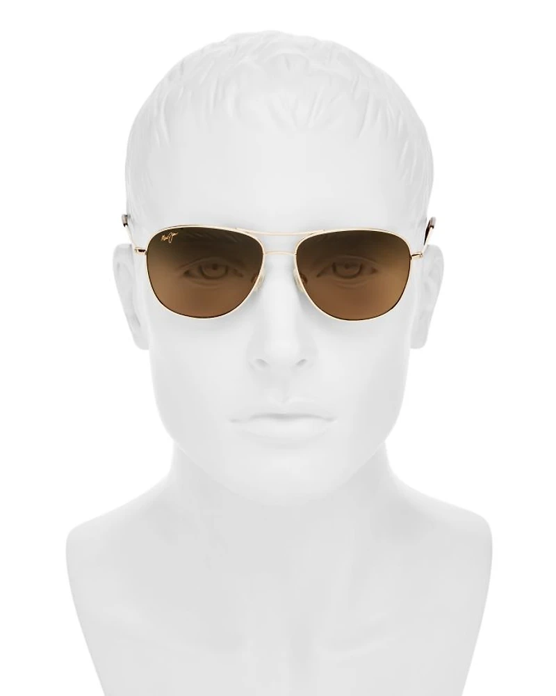 Cliff House Polarized Brow Bar Aviator Sunglasses, 59mm