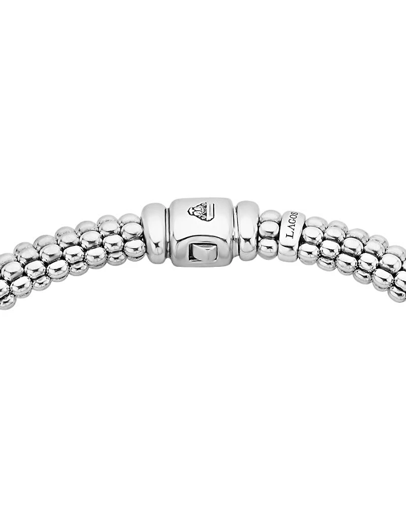 Sterling Silver Black Caviar Diamond & Ceramic Station Necklace