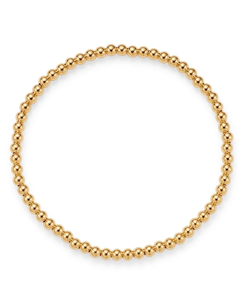 14K Yellow Gold Beaded Stretch Bracelet