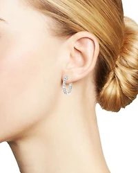 Diamond Oval Inside Out Hoop Earrings in 14K White Gold