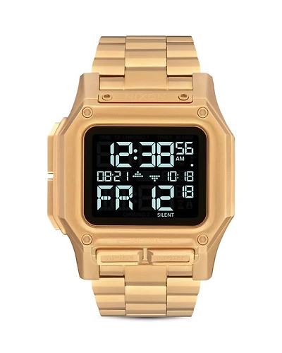 Regulus All-Black Link Bracelet Watch, 46mm