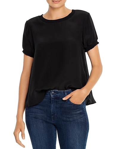 Cinq a Sept Lenny Short-Sleeve Silk Top