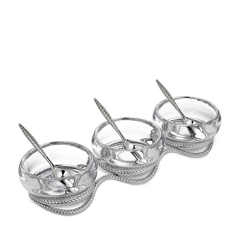 Nambe Braid Triple Condiment Set with Spoons