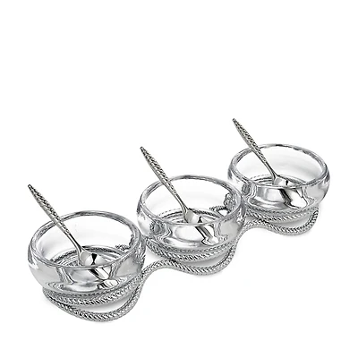 Nambe Braid Triple Condiment Set with Spoons