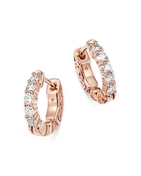 Diamond Huggie Hoop Earrings in 14K Rose Gold, 0.50 tcw