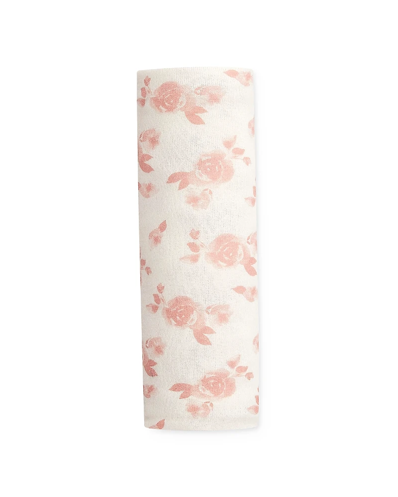 Aden and Anais Girls' Rose Print Snuggle Knit Swaddle Blanket - Baby