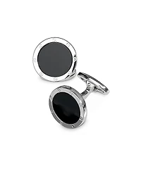 Jan Leslie Sterling Silver and Black Onyx Rivet Detail Cufflinks