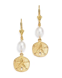 Bloomingdale's Fine Collection Cultured Freshwater Pearl Sand Dollar Drop Earrings