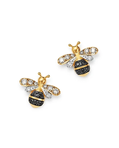 Bloomingdale's Fine Collection Black & White Diamond Bumble Bee Earrings