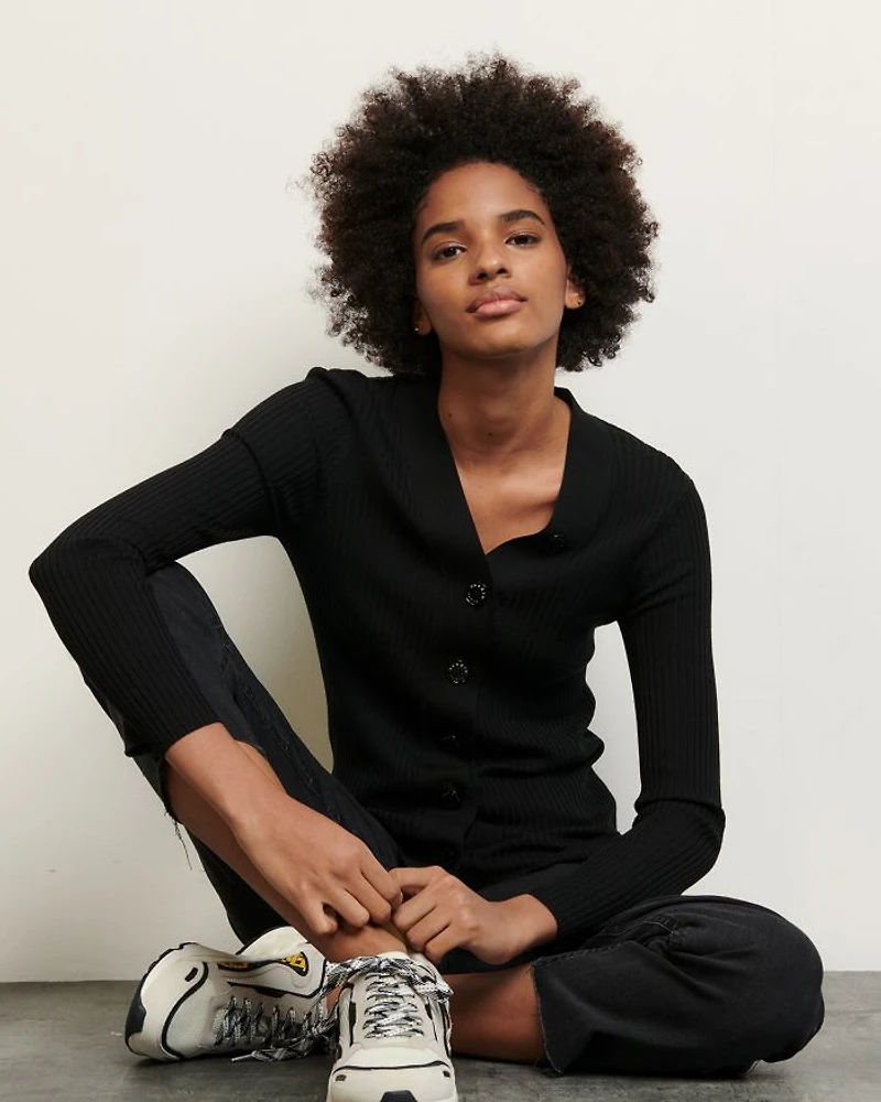 Gabrielle Ribbed Knit Cardigan