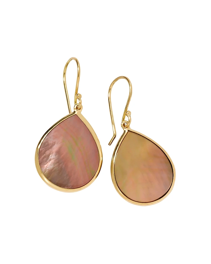 Ippolita 18K Yellow Gold Polished Rock Candy Brown Shell Mini Teardrop Earrings