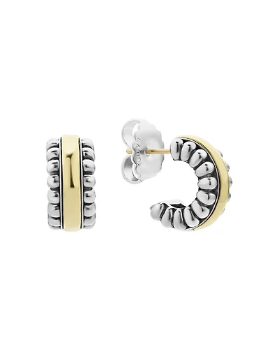 Sterling Silver & 18K Gold Signature Caviar Small Flute Hoop Earrings