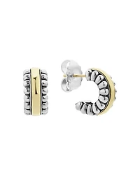 Sterling Silver & 18K Gold Signature Caviar Small Flute Hoop Earrings