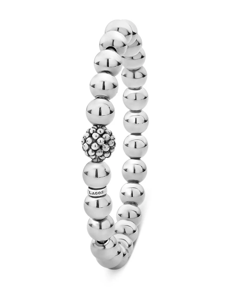 Sterling Silver Signature Caviar Lattice Ball Bracelet
