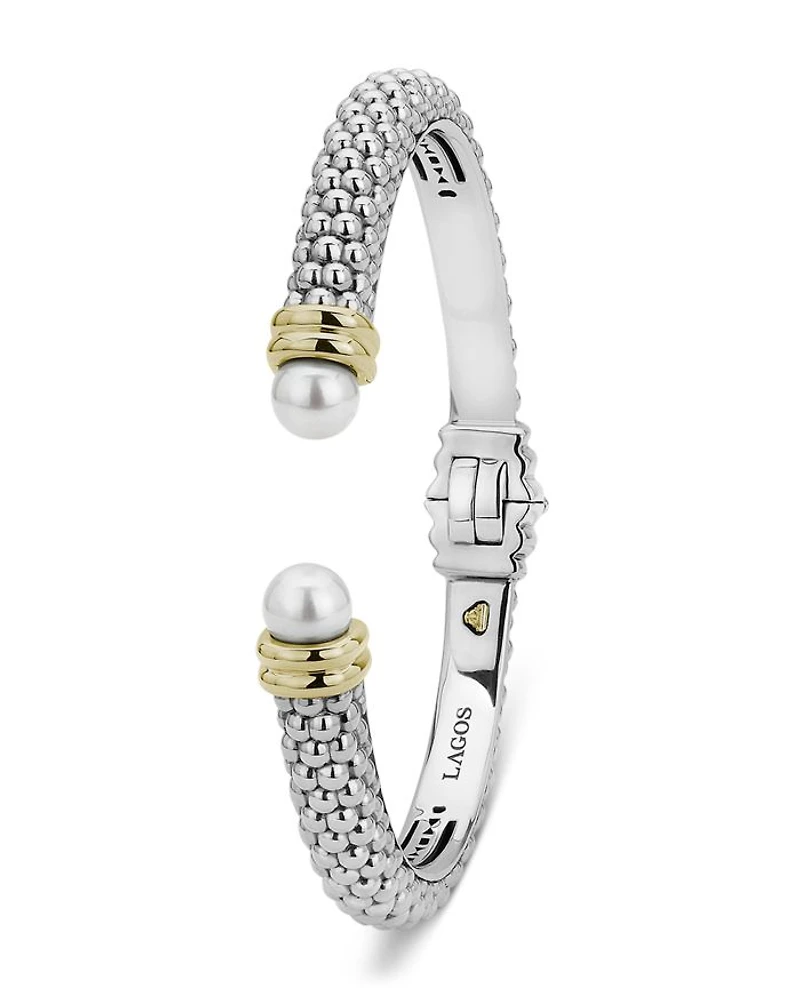 Sterling Silver and 18K Yellow Gold Luna Cultured Freshwater Pearl Cuff