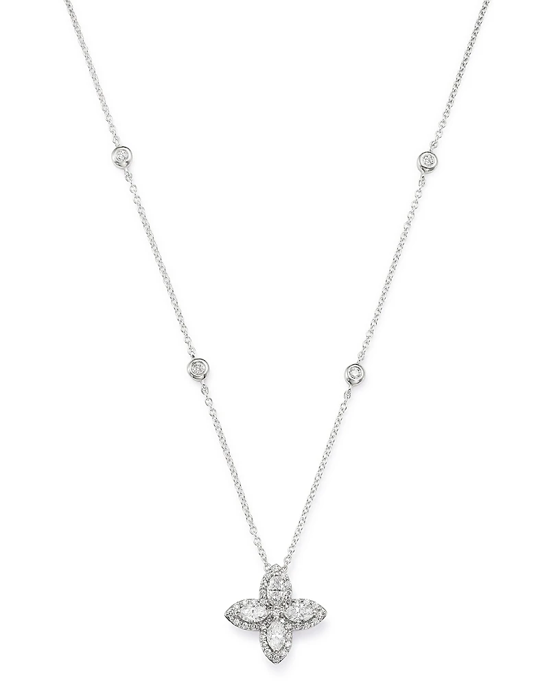 Bloomingdale's Fine Collection Diamond Marquis Flower Pendant Necklace