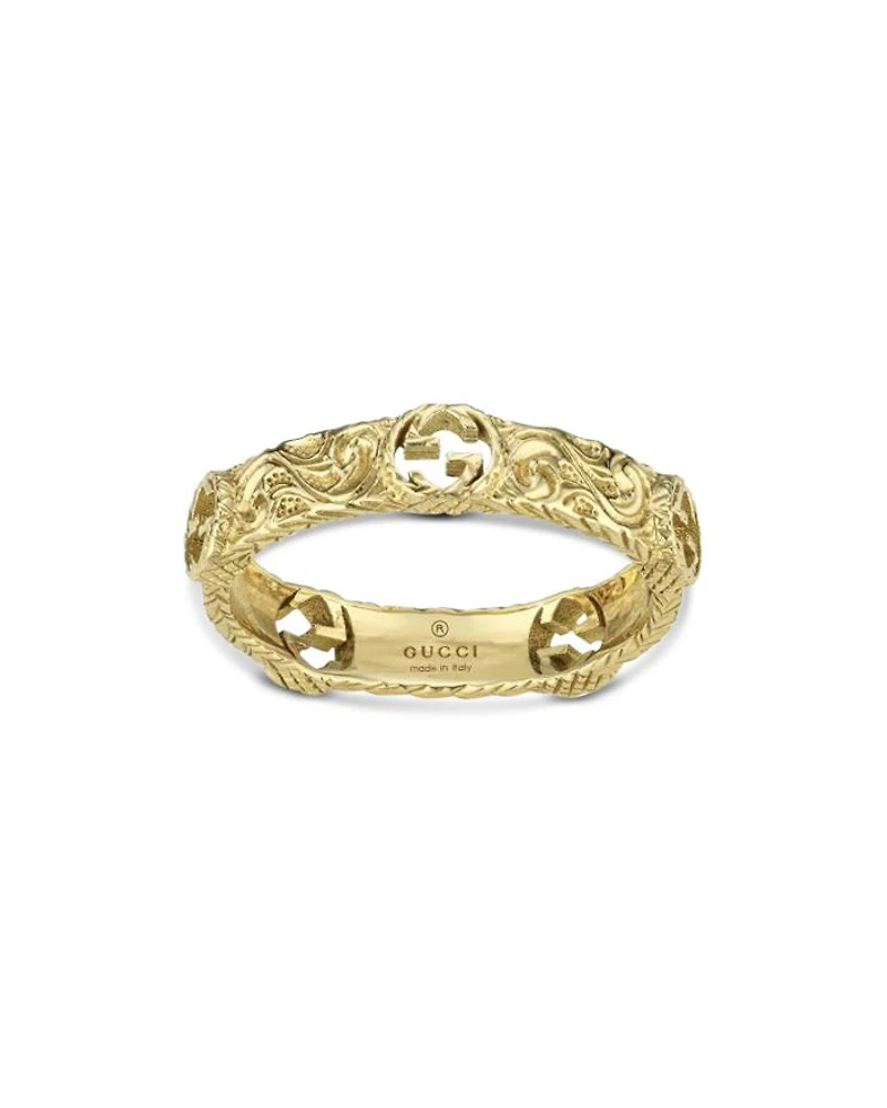 18K Yellow Gold Interlocking Logo Ring
