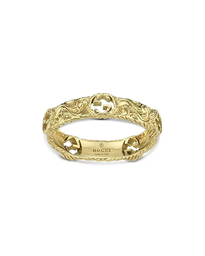 18K Yellow Gold Interlocking Logo Ring