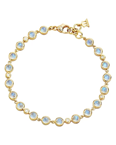 Temple St. Clair 18K Gold Small Bracelet with Royal Blue Moonstone and Diamonds