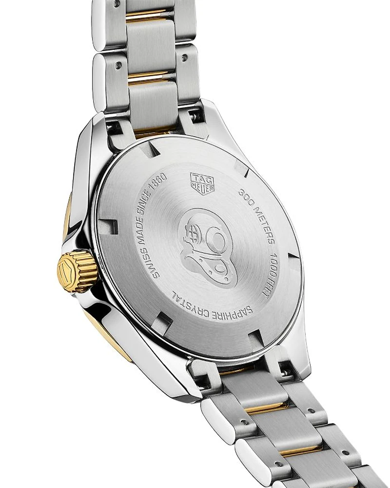Aquaracer Quartz Ladies' Mother of Pearl Steel & 18K Yellow Gold Coating Watch, 32mm