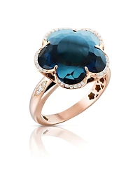 Pasquale Bruni 18K Rose Gold Bon Ton London Blue Topaz & Diamond Ring