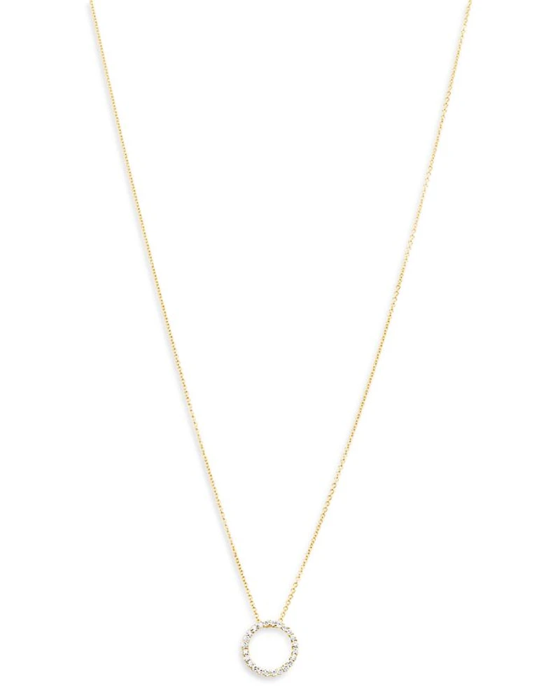 Diamond Circle Pendant Necklace in 14K Yellow Gold