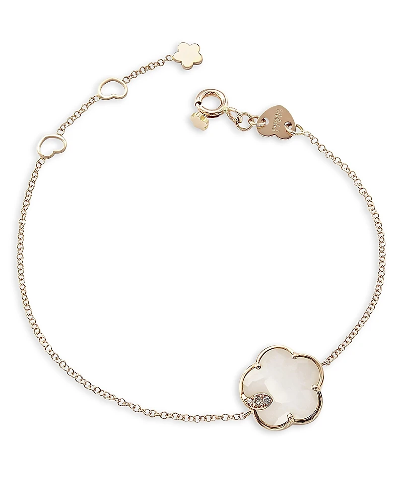 Pasquale Bruni 18k Rose Gold Petit Joli White Agate & Diamond Bracelet