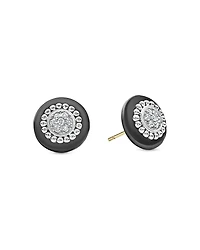 Lagos Sterling Silver Diamond & Black Ceramic Stud Earrings
