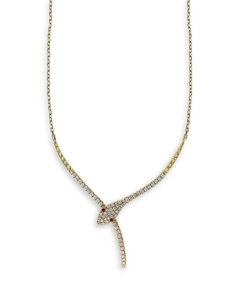 Bloomingdale's Fine Collection Diamond & Ruby Snake Statement Necklace