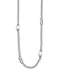 Lagos Sterling Silver Signature Caviar Cultured Freshwater Pearl Station Necklace, 34
