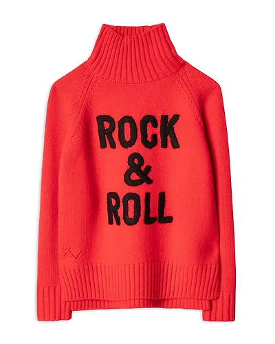 Zadig & Voltaire Girls' Beth Wool Blend Graphic Turtleneck Sweater - Little Kid, Big Kid