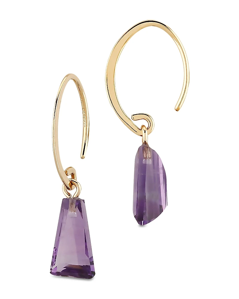 Bloomingdale's Fine Collection Amethyst Drop Threader Hoop Earrings