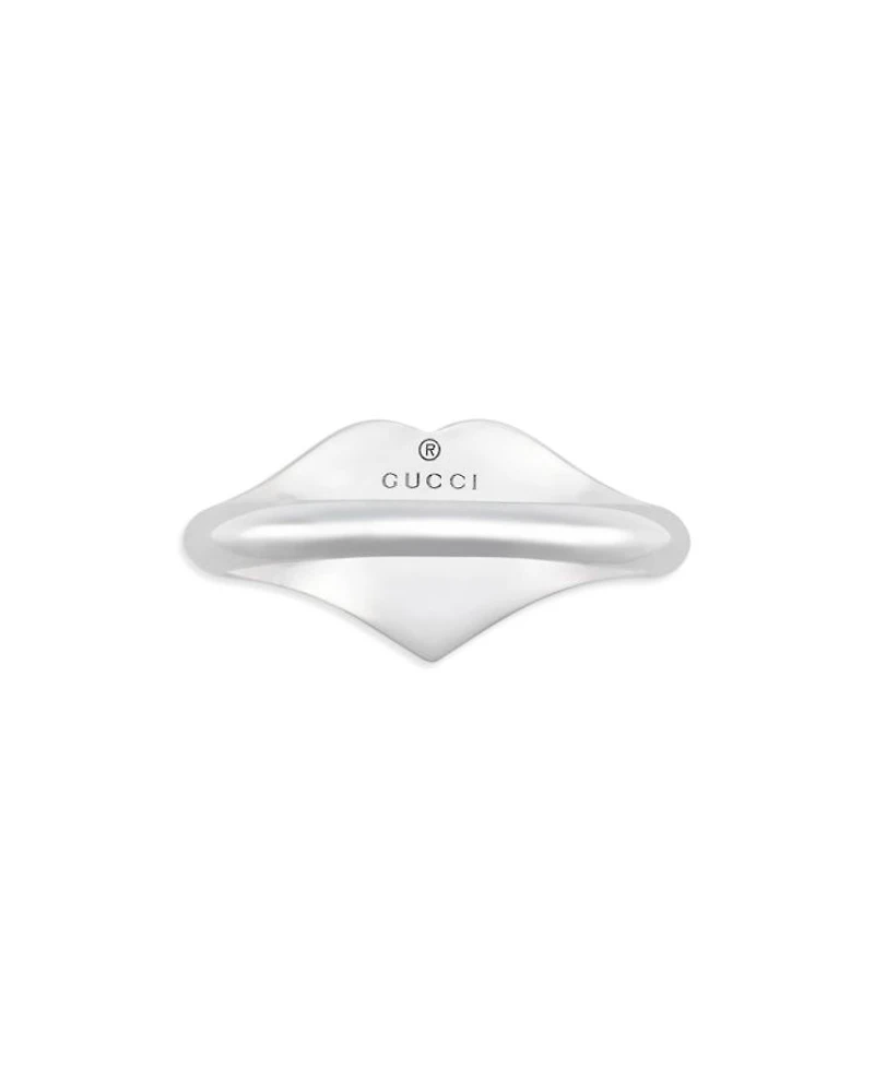 Sterling Silver & Enamel Interlocking G Heart Ring