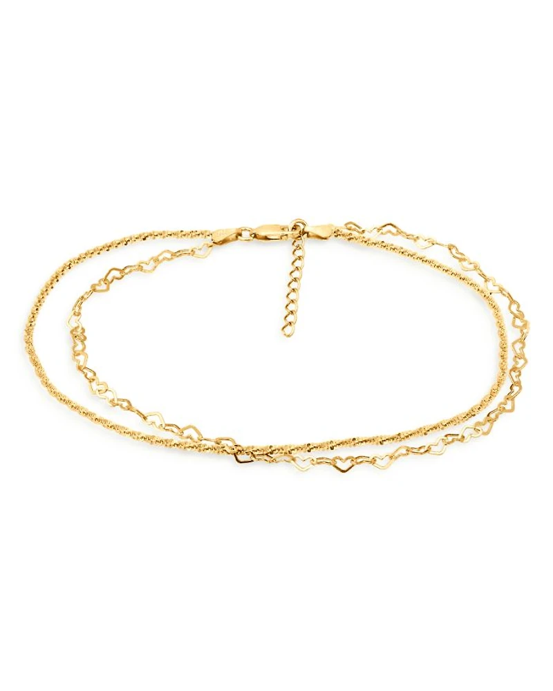 Heart Link & Rope Chain Anklet - Exclusive