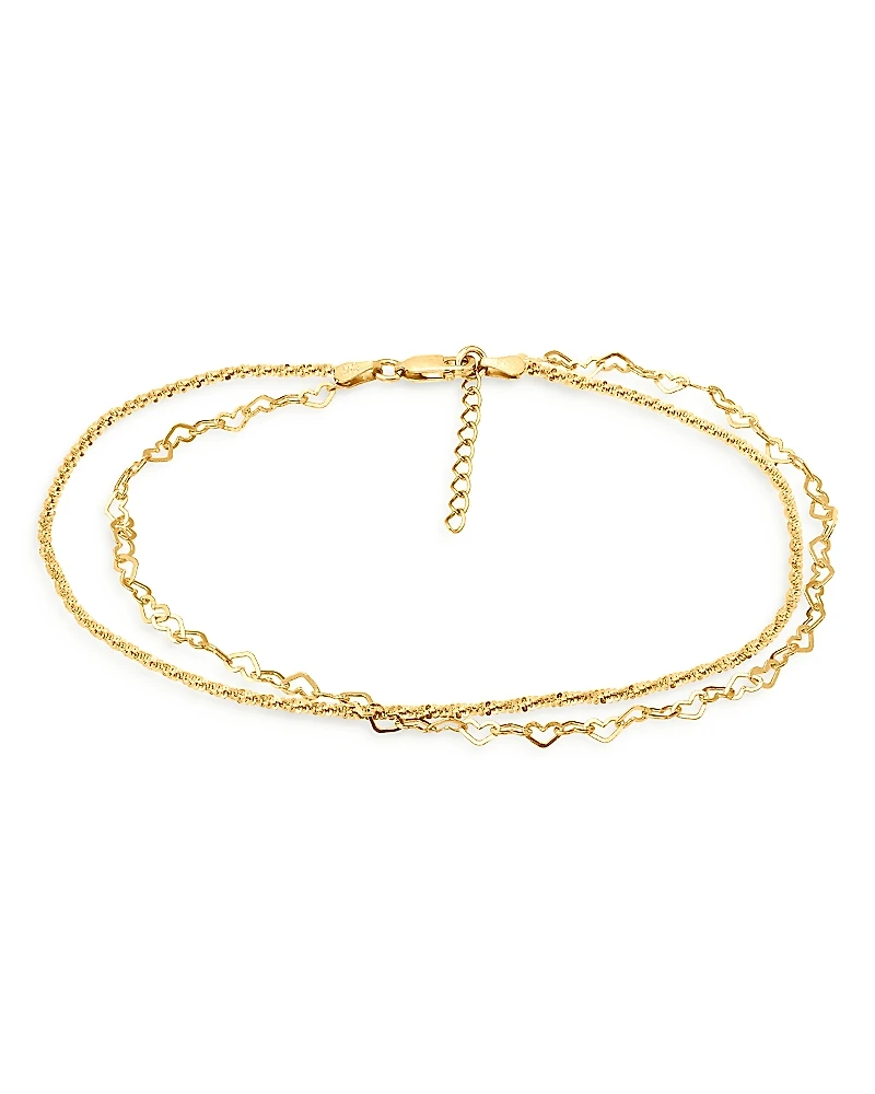 Aqua Heart Link & Rope Chain Anklet- Exclusive