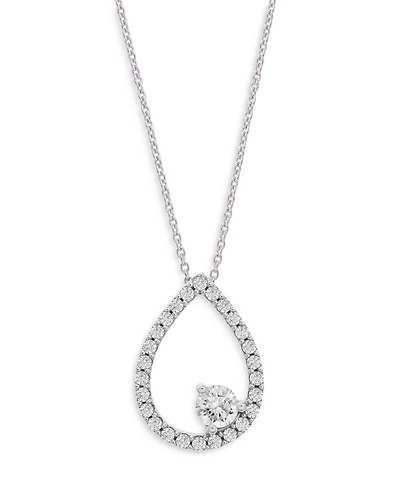 Diamond Teardop Pendant Necklace in 14K White Gold, 0.25 tcw