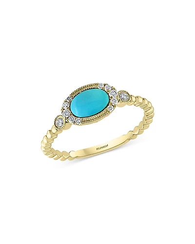 Bloomingdale's Fine Collection Turquoise & Diamond Stack Ring