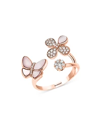 Bloomingdale's Fine Collection Mother-of-Pearl & Diamond Butterfly & Flower Ring