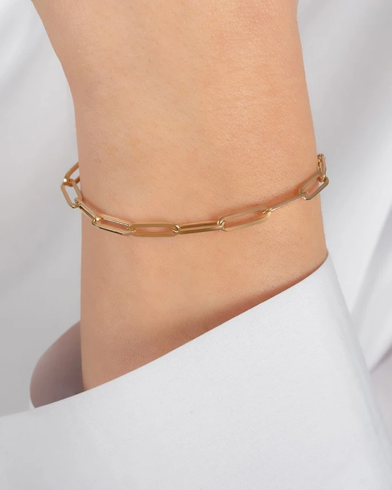 14K Yellow Gold Extra Large Paper Clip Chain Bracelet