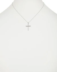 Diamond Micro-Pave Cross Pendant Necklace in 14K White Gold, 0.50 tcw
