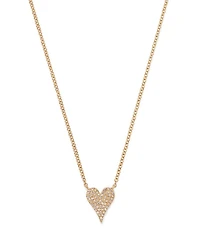 14K Yellow Gold Diamond Heart Pendant Necklace, 18