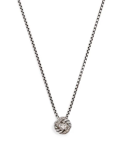Sterling Silver Petite Infinity Pendant Necklace with Diamonds, 17"